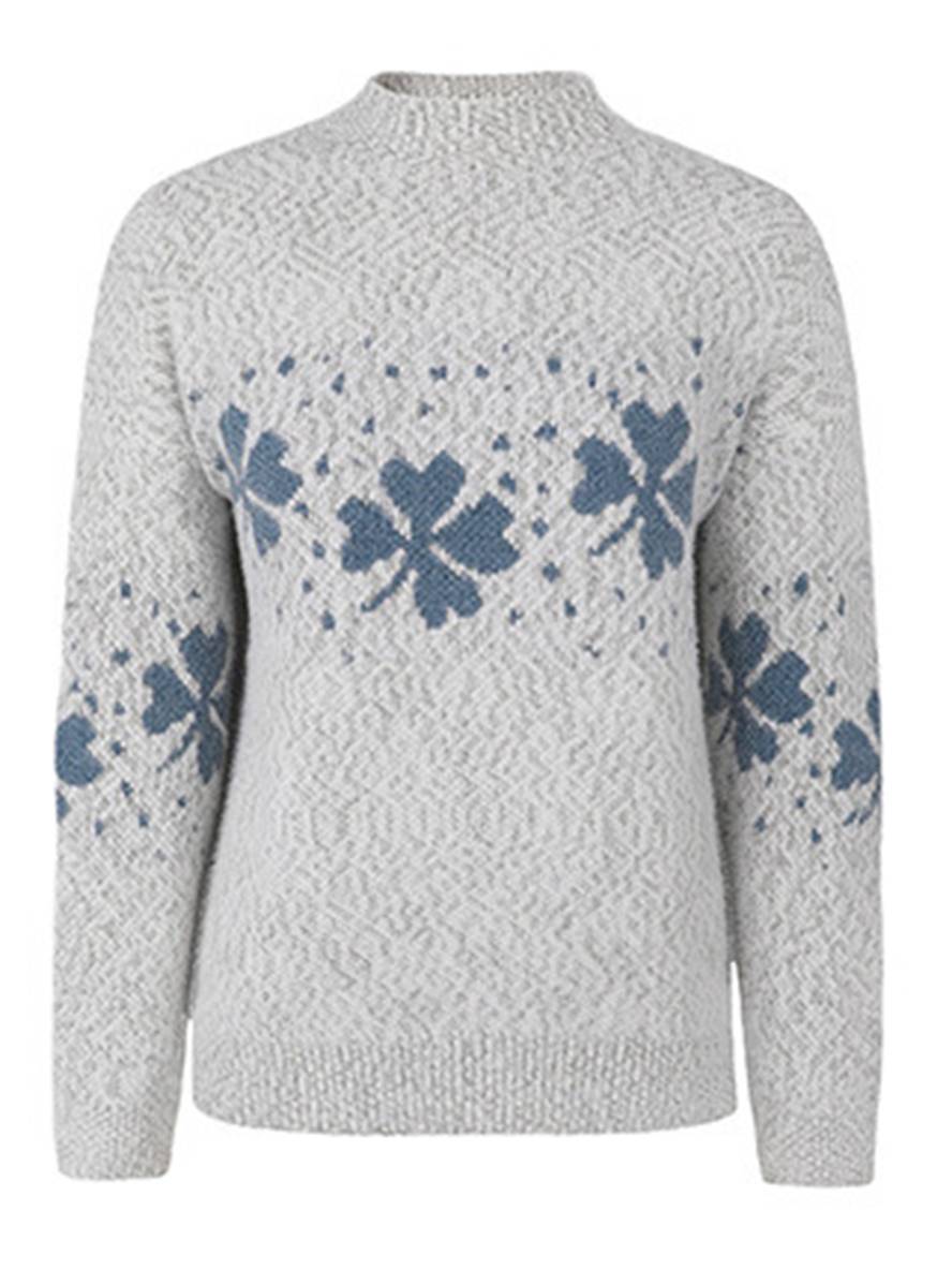 Levoire | Noël Pull Imprimé Motif Neige Col Montant Long Manches Femmes Élégant Décontracté Casual