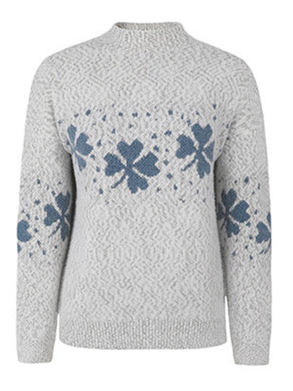 Levoire | Noël Pull Imprimé Motif Neige Col Montant Long Manches Femmes Élégant Décontracté Casual
