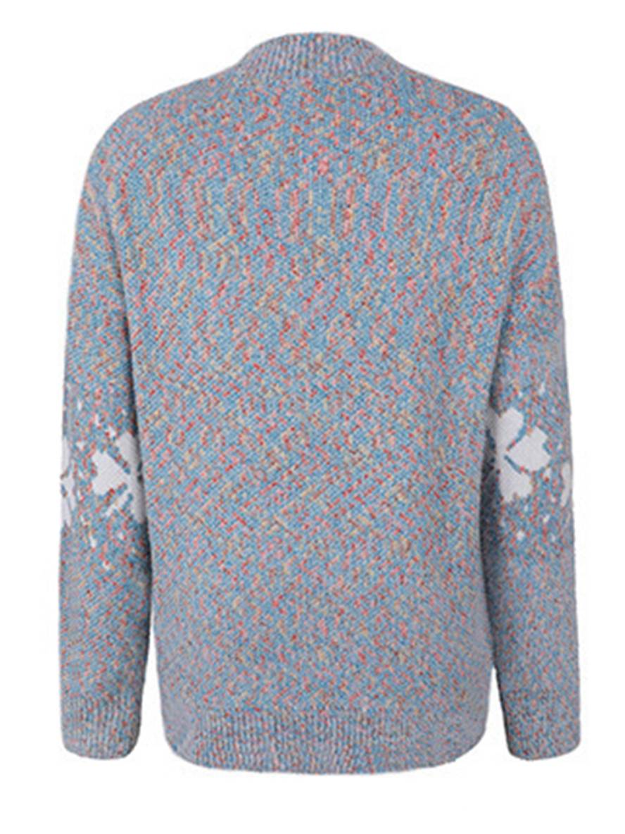 Levoire | Noël Pull Imprimé Motif Neige Col Montant Long Manches Femmes Élégant Décontracté Casual