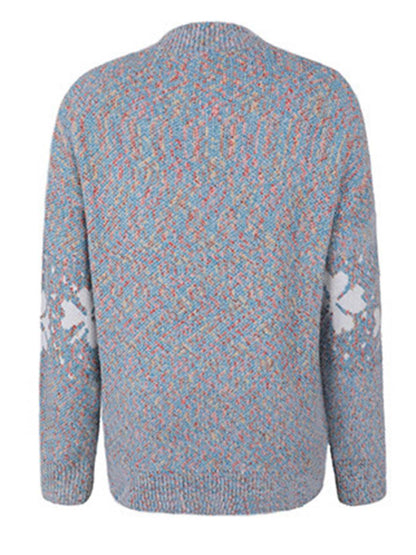 Levoire | Noël Pull Imprimé Motif Neige Col Montant Long Manches Femmes Élégant Décontracté Casual