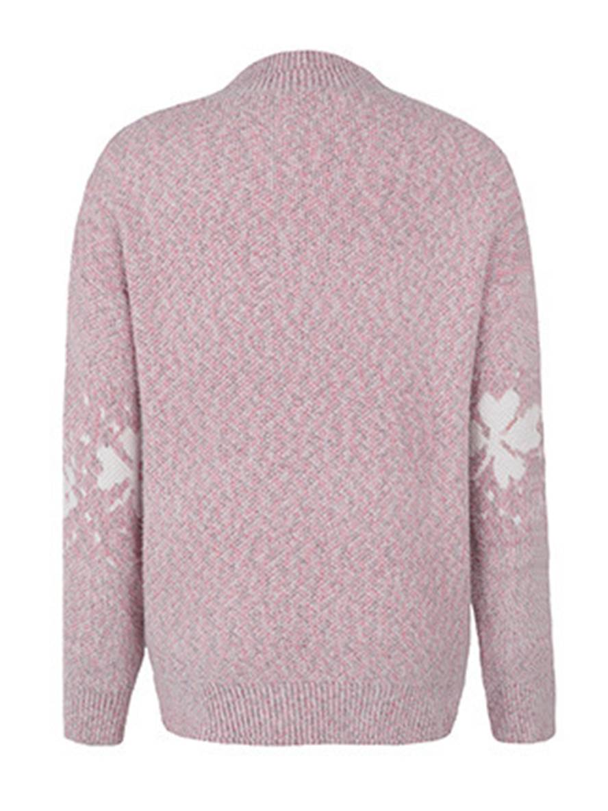 Levoire | Noël Pull Imprimé Motif Neige Col Montant Long Manches Femmes Élégant Décontracté Casual