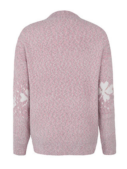Levoire | Noël Pull Imprimé Motif Neige Col Montant Long Manches Femmes Élégant Décontracté Casual
