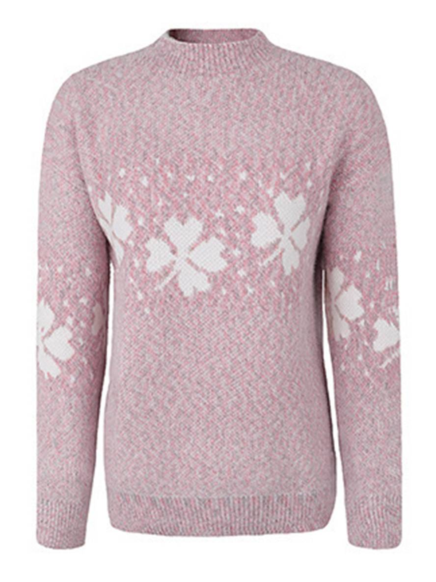 Levoire | Noël Pull Imprimé Motif Neige Col Montant Long Manches Femmes Élégant Décontracté Casual