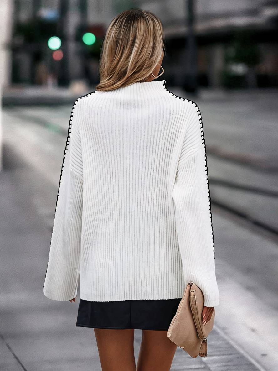 Levoire | Pull En Maille Épaisse Avec Col Montant, Manches Longues, Élégant, Décontracté, Hauts