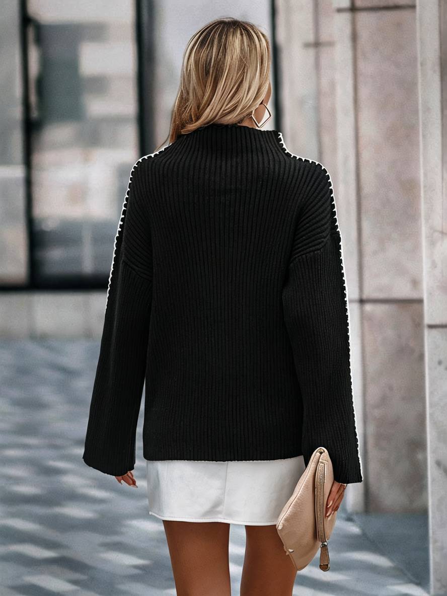 Levoire | Pull En Maille Épaisse Avec Col Montant, Manches Longues, Élégant, Décontracté, Hauts