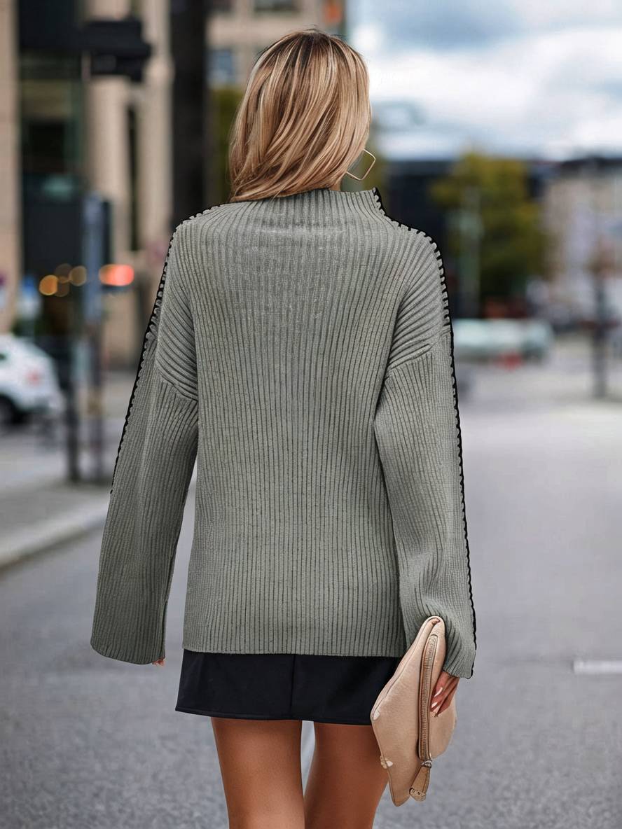 Levoire | Pull En Maille Épaisse Avec Col Montant, Manches Longues, Élégant, Décontracté, Hauts