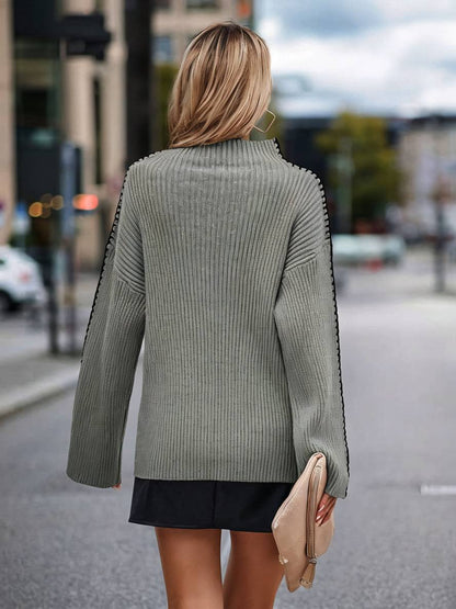 Levoire | Pull En Maille Épaisse Avec Col Montant, Manches Longues, Élégant, Décontracté, Hauts