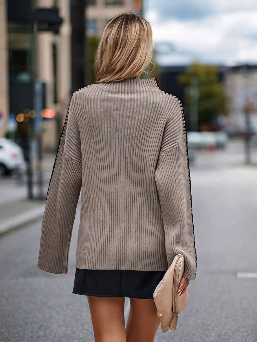 Levoire | Pull En Maille Épaisse Avec Col Montant, Manches Longues, Élégant, Décontracté, Hauts