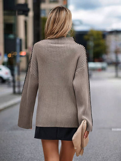 Levoire | Pull En Maille Épaisse Avec Col Montant, Manches Longues, Élégant, Décontracté, Hauts