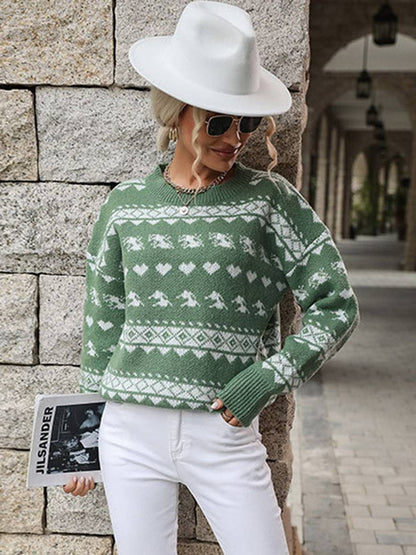 Levoire | Pull De Noël Motif Flocon De Neige Col Rond Manches Longues Femmes Décontracté Tops