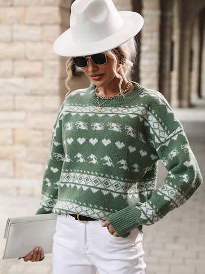 Levoire | Pull De Noël Motif Flocon De Neige Col Rond Manches Longues Femmes Décontracté Tops