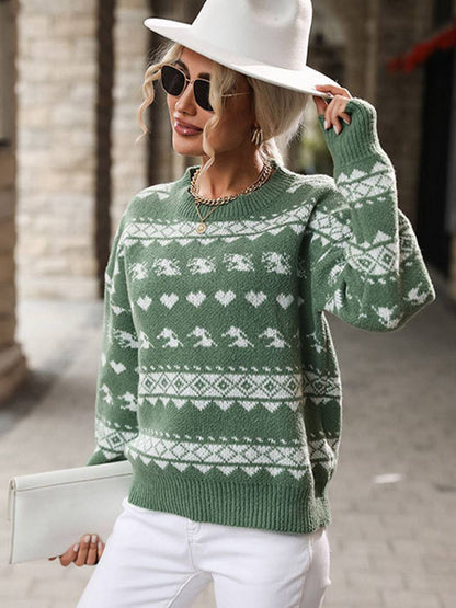 Levoire | Pull De Noël Motif Flocon De Neige Col Rond Manches Longues Femmes Décontracté Tops