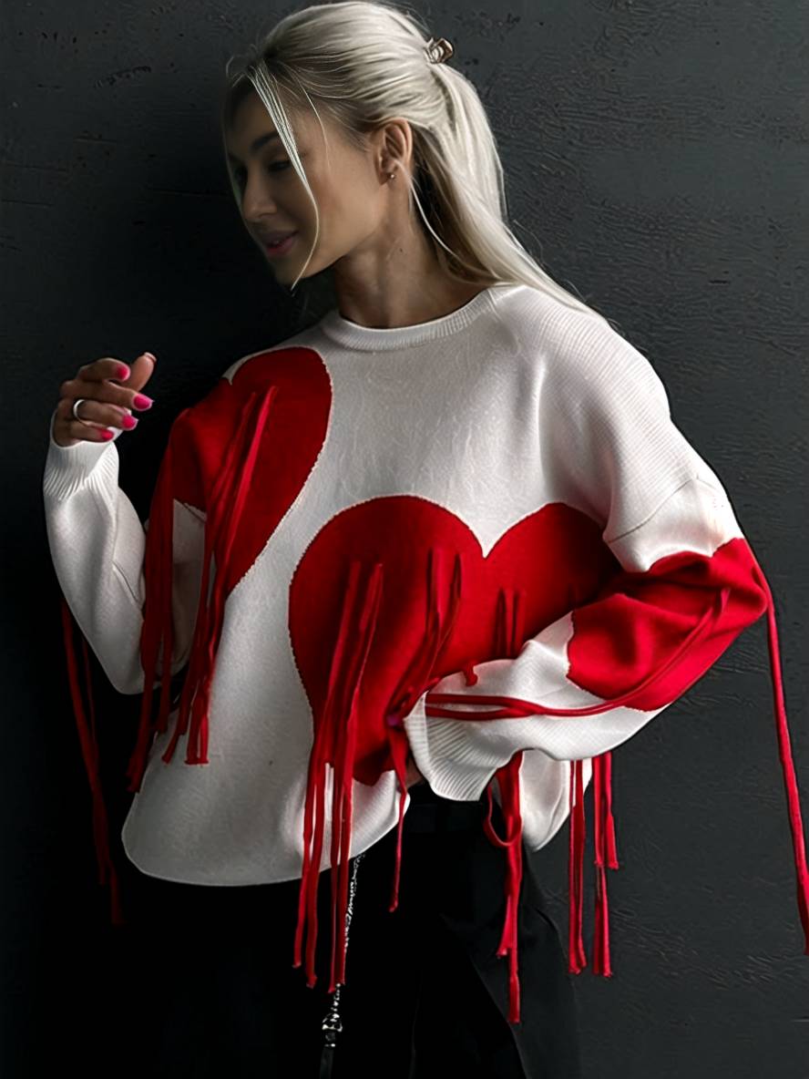 Levoire | Sweatshirt Cœur Français Col Rond Manches Longues Femmes Décontracté Lâche Oversized Tops De La Saint-Valentin