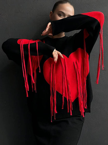 Levoire | Sweatshirt Cœur Français Col Rond Manches Longues Femmes Décontracté Lâche Oversized Tops De La Saint-Valentin