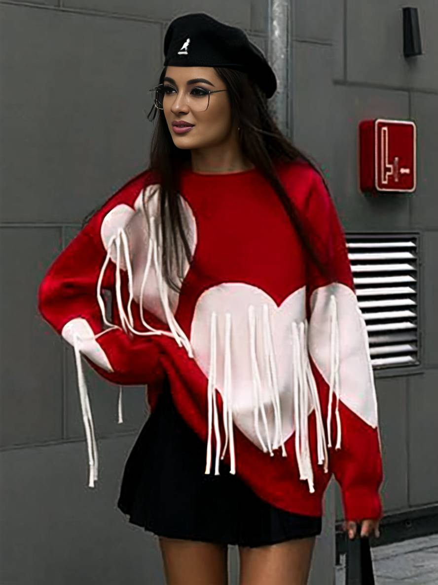 Levoire | Sweatshirt Cœur Français Col Rond Manches Longues Femmes Décontracté Lâche Oversized Tops De La Saint-Valentin