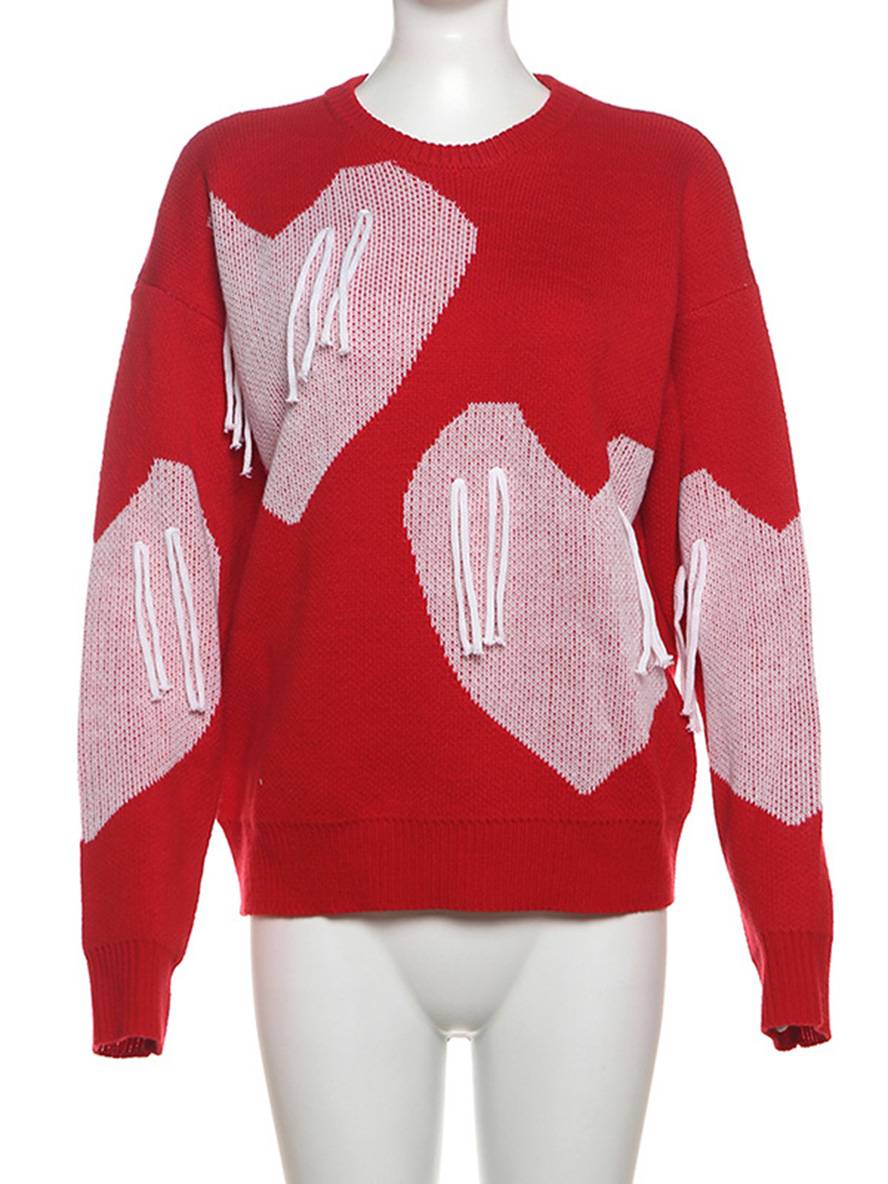 Levoire | Sweatshirt Cœur Français Col Rond Manches Longues Femmes Décontracté Lâche Oversized Tops De La Saint-Valentin