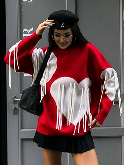 Levoire | Sweatshirt Cœur Français Col Rond Manches Longues Femmes Décontracté Lâche Oversized Tops De La Saint-Valentin