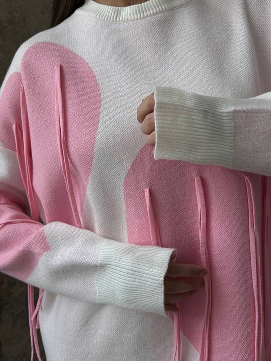 Levoire | Sweatshirt Cœur Français Col Rond Manches Longues Femmes Décontracté Lâche Oversized Tops De La Saint-Valentin