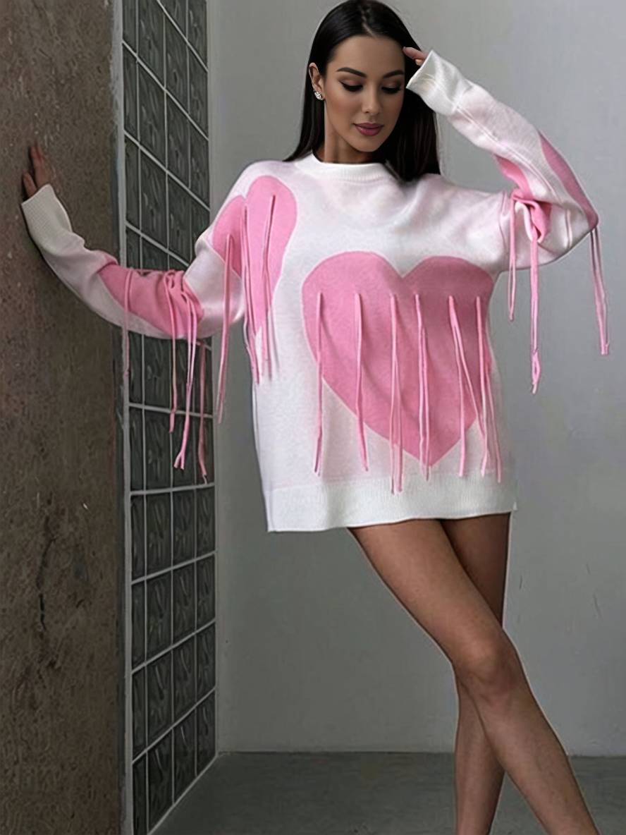 Levoire | Sweatshirt Cœur Français Col Rond Manches Longues Femmes Décontracté Lâche Oversized Tops De La Saint-Valentin