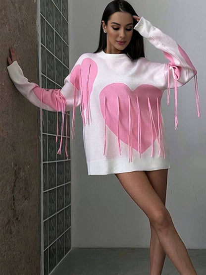 Levoire | Sweatshirt Cœur Français Col Rond Manches Longues Femmes Décontracté Lâche Oversized Tops De La Saint-Valentin