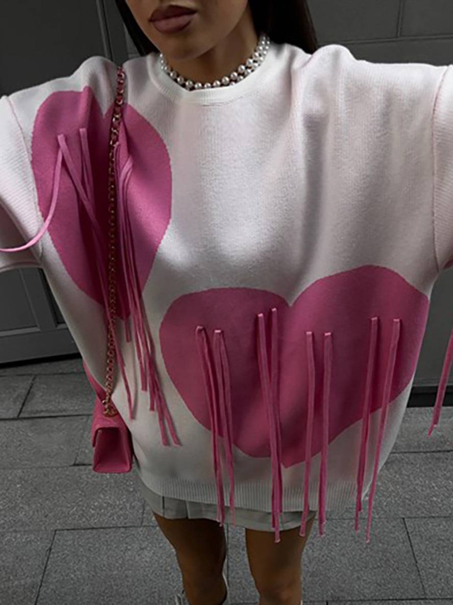 Levoire | Sweatshirt Cœur Français Col Rond Manches Longues Femmes Décontracté Lâche Oversized Tops De La Saint-Valentin