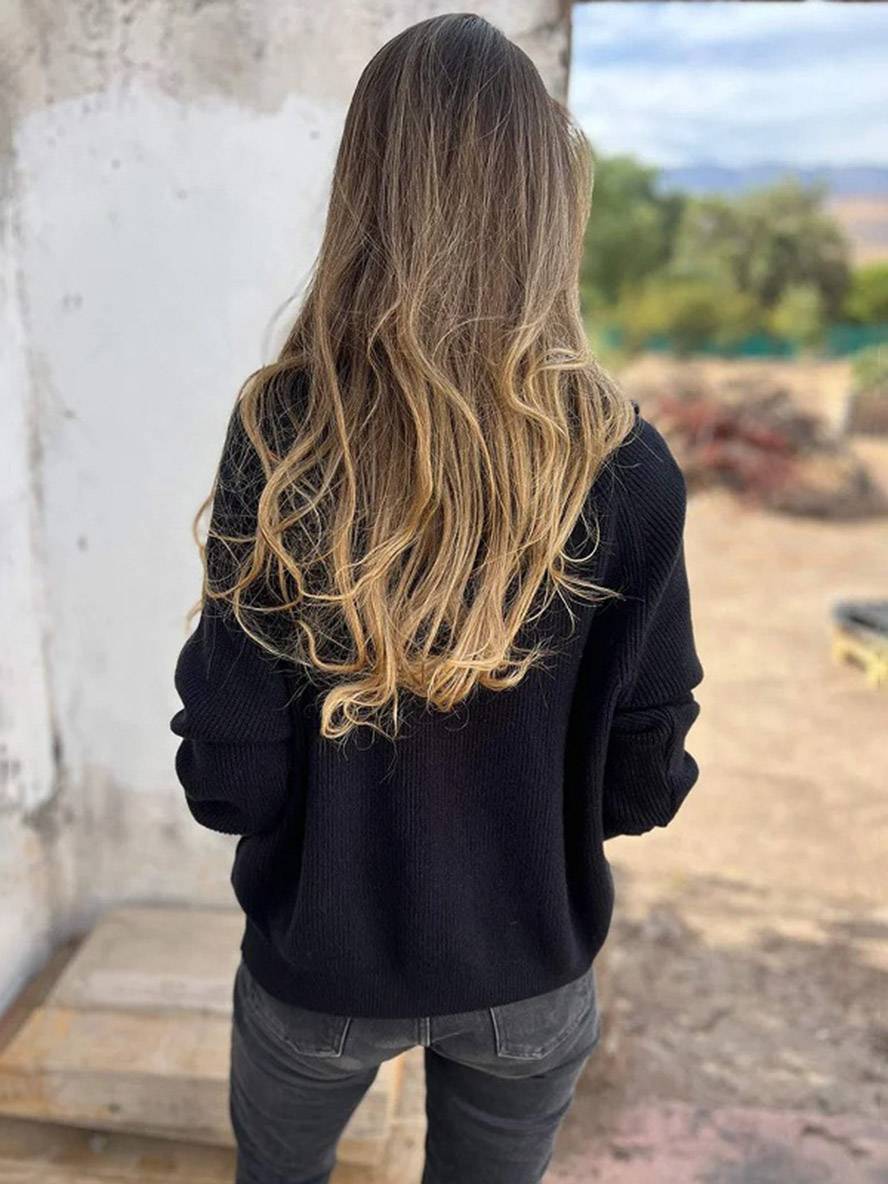 Levoire | Couleur Unie Pull En Coton Fermeture Éclair Col Montant Manches Raglan Manches Longues Dames Décontracté