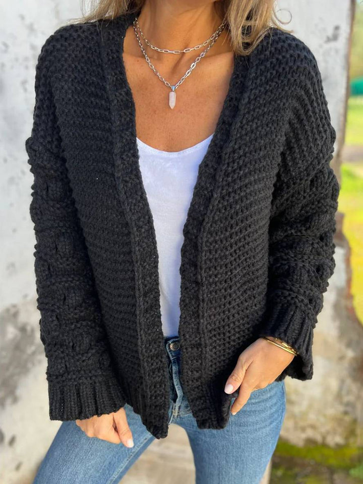 Levoire | Gilet À Mailles Larges Manches Longues Pour Femmes Élégant Décontracté Ample Oversized Noir