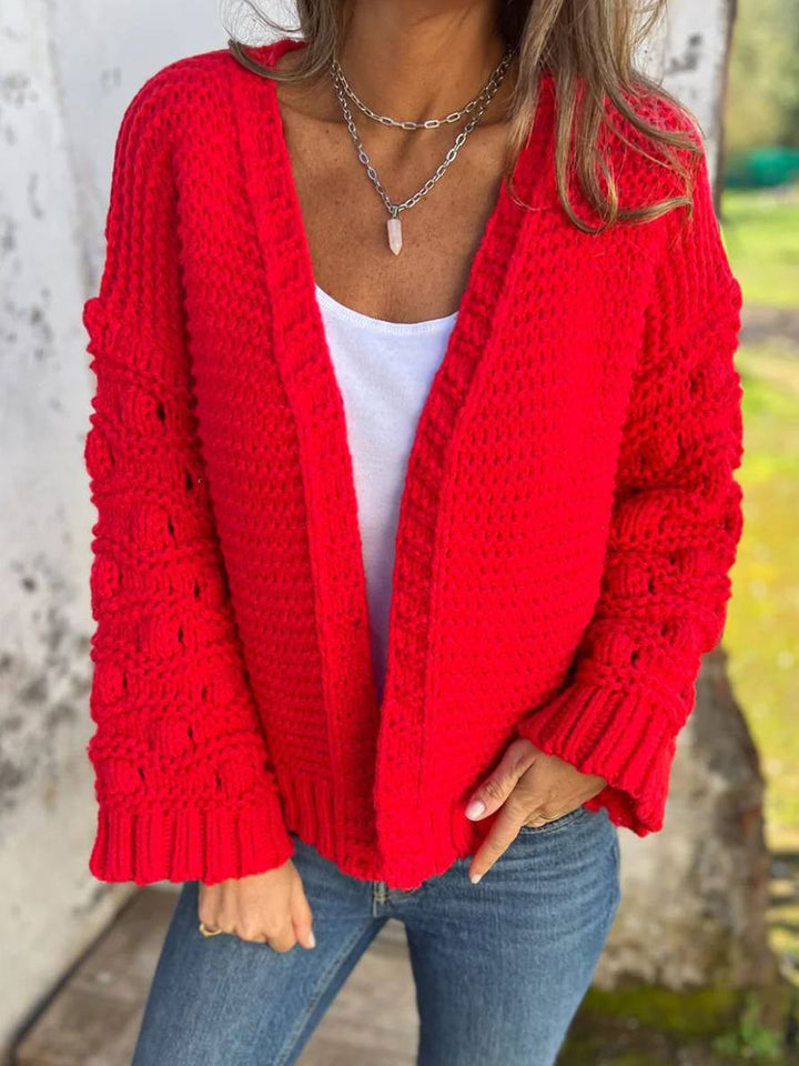 Levoire | Gilet À Mailles Larges Manches Longues Pour Femmes Élégant Décontracté Ample Oversized Rot