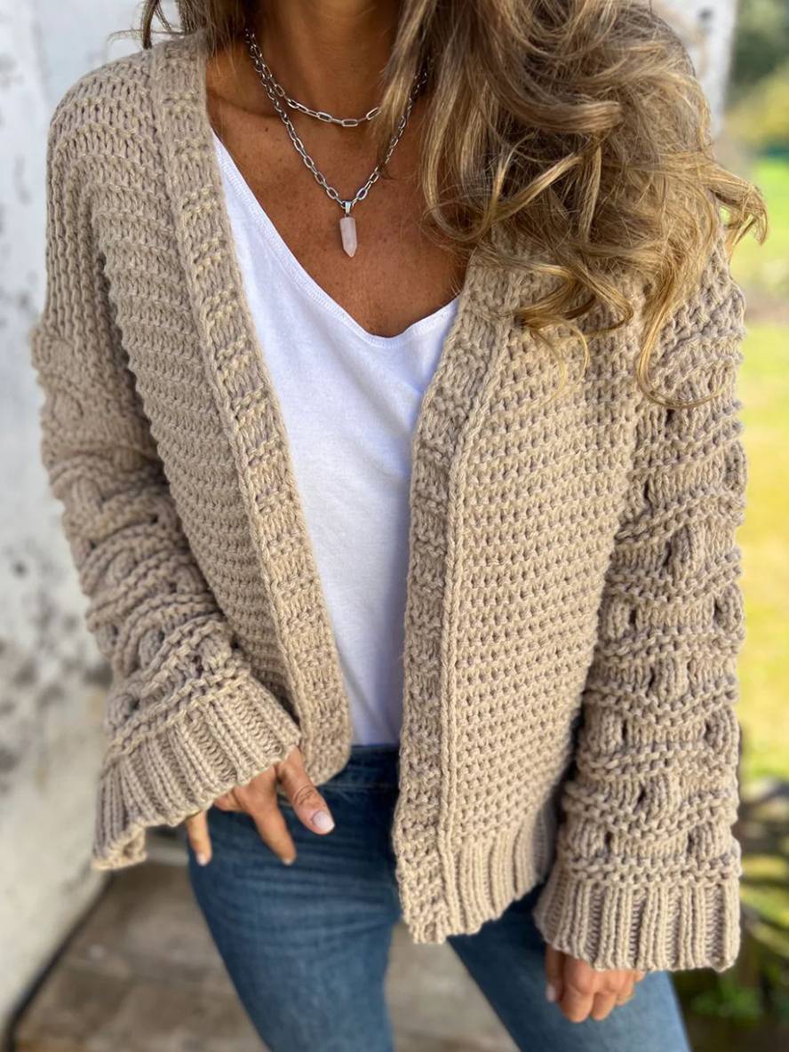 Levoire | Gilet À Mailles Larges Manches Longues Pour Femmes Élégant Décontracté Ample Oversized Gris