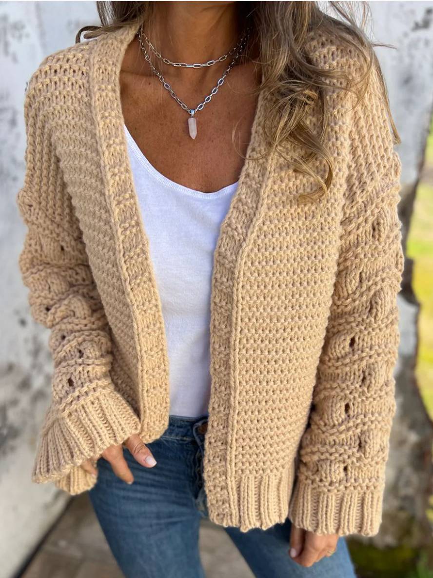 Levoire | Gilet À Mailles Larges Manches Longues Pour Femmes Élégant Décontracté Ample Oversized Khaki