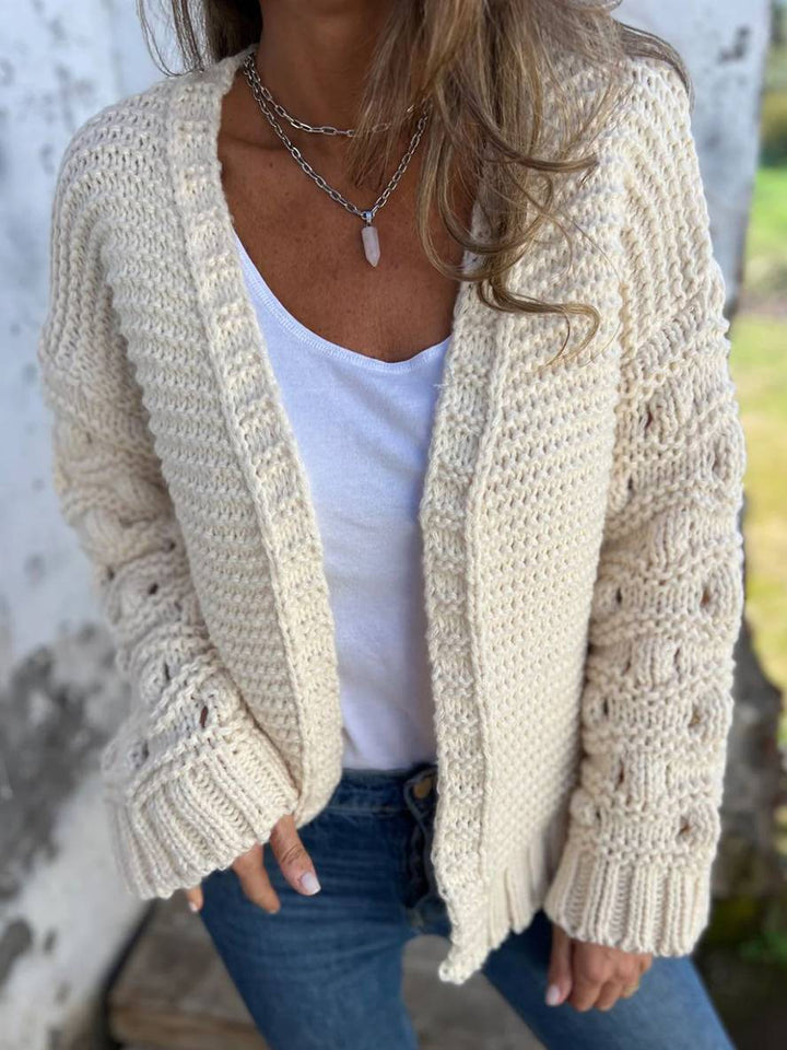 Levoire | Gilet À Mailles Larges Manches Longues Pour Femmes Élégant Décontracté Ample Oversized Abricot