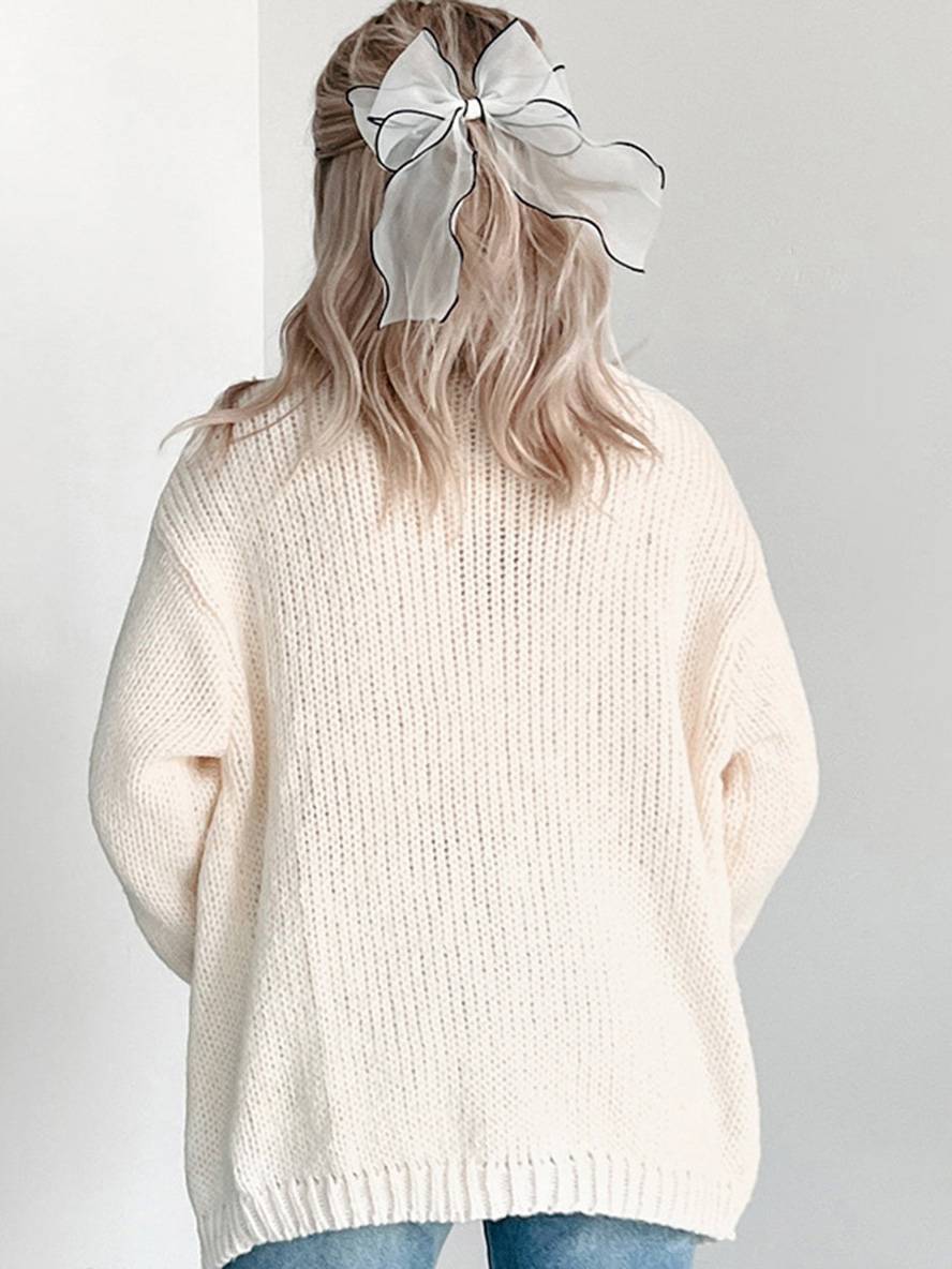 Levoire | Cardigans Lanterne Citrouille Brodé Manches Évêque Femme Élégant Décontracté Blouson