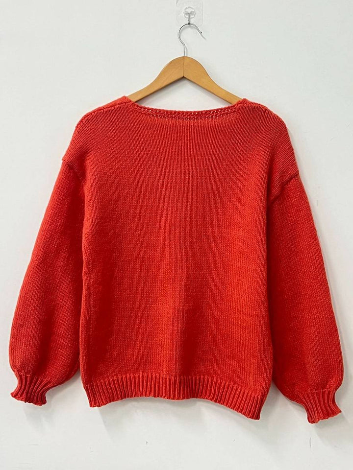 Levoire | Cardigan En Maille Épaisse Unie Avec Nœud, Col Rond, Épaules Tombantes, Élégant, Décontracté, Pull Ample