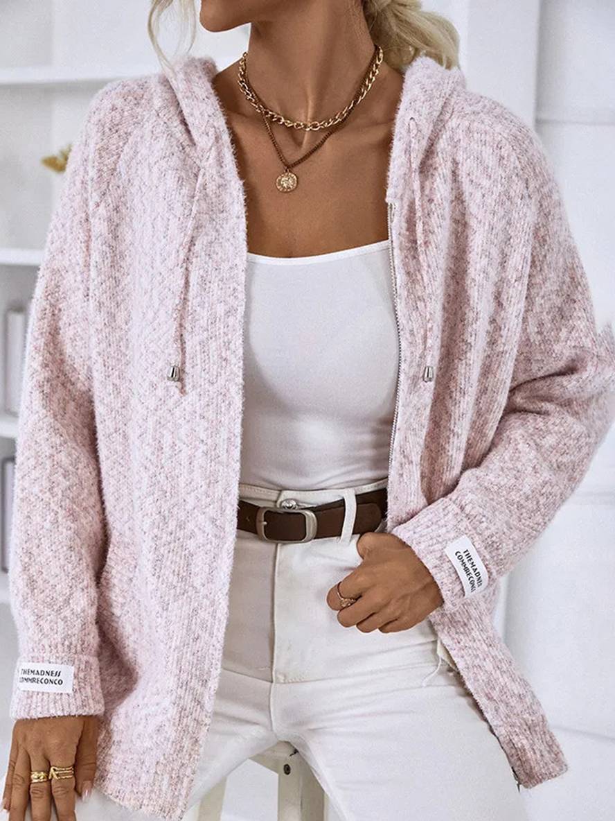 Levoire | Hoodie-Cardigans Avec Fermeture Éclair Manches Longues Femmes Décontracté Veste Ample Rosa
