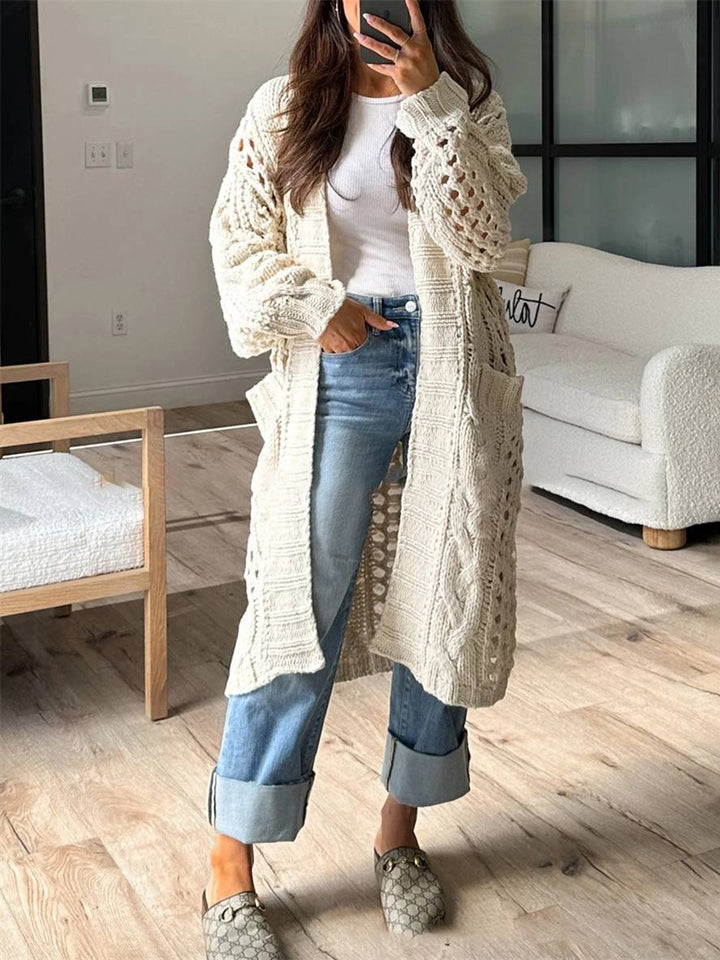 Levoire | Cardigan En Tricot Épais À Décolleté En V Poches Manches Longues Femme Décontracté Large Oversize Pull Casual
