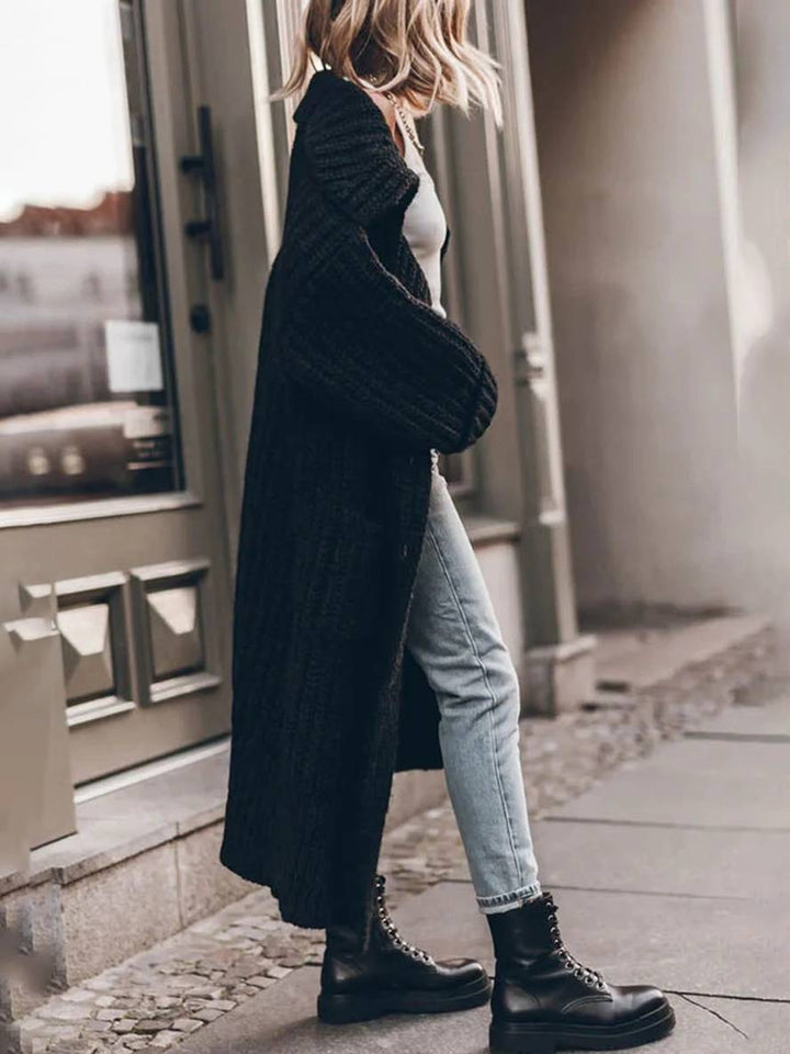 Levoire | Pull-Over Cardigans Unicolor Bouton Poches Col Revers Manches Longues Femmes Décontracté Ample Taille Oversized Veste