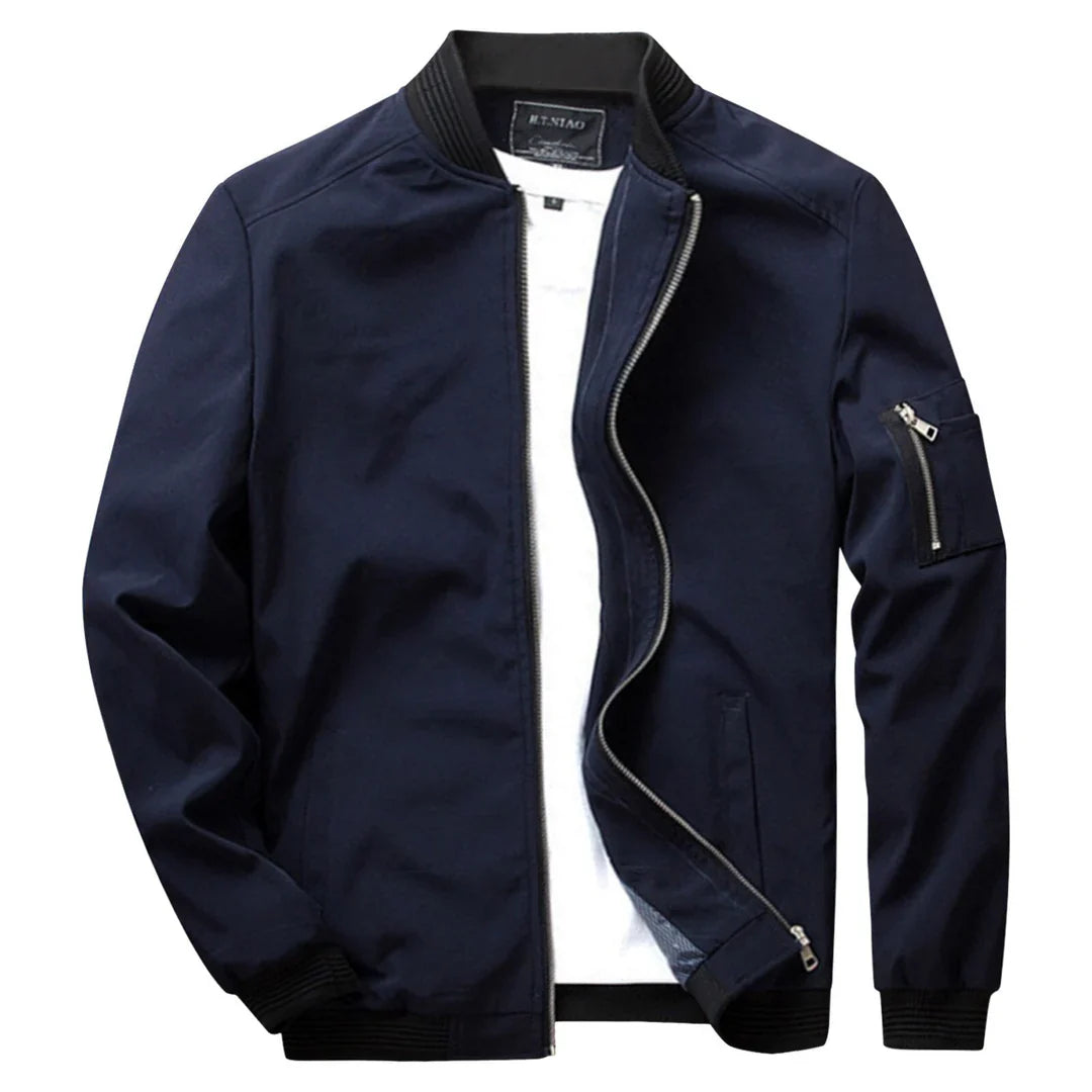 Levoire | Slim Fit Veste D'Été Avec Fermeture Éclair Bleu marine