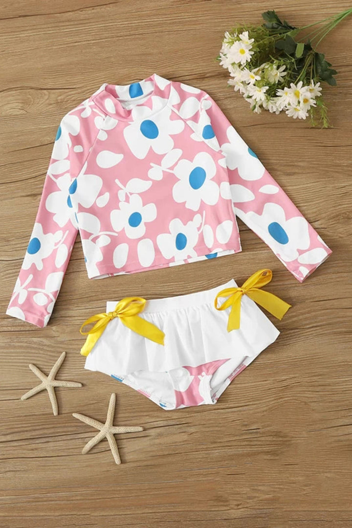 Levoire | Fille Imprimé Floral Haut de Tankini à Manches Longues Multicolore