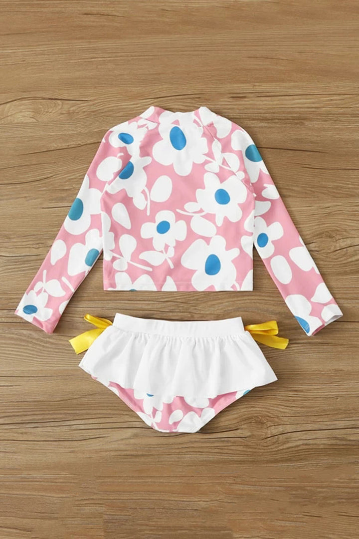 Levoire | Fille Imprimé Floral Haut de Tankini à Manches Longues