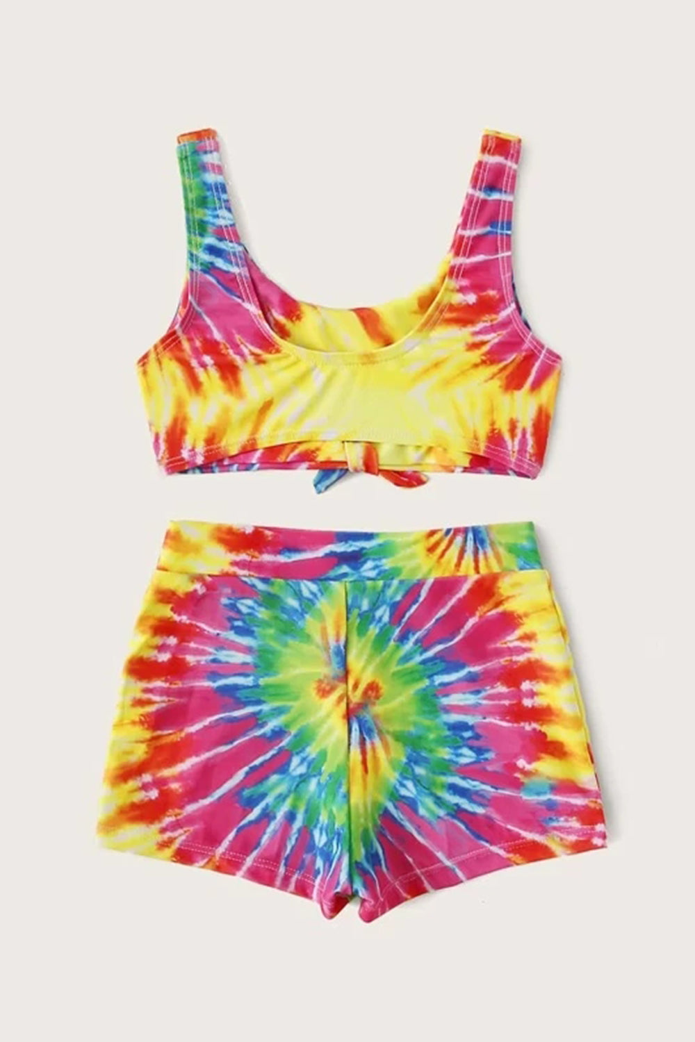 Levoire | Ensemble de bikini à nœud avant tie dye avec short