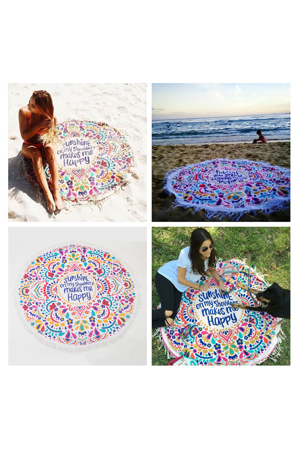Levoire | Couverture de plage Tapis de pique-nique Camping rond Serviette de sable