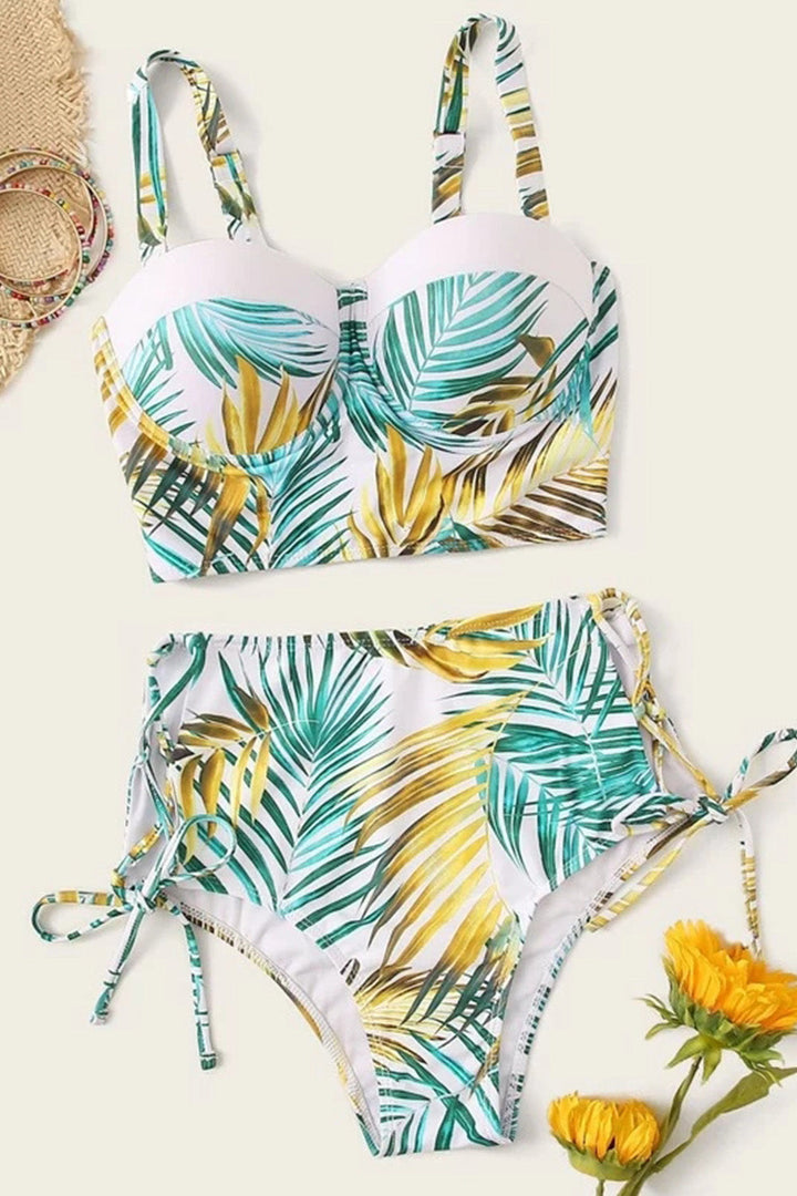 Levoire | Blatt Bustier Taille Haute Bikini Maillot de Bain Multicolore