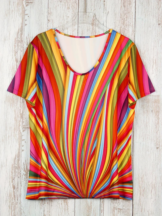 Levoire | T-Shirt Coloré Imprimé Avec Col V