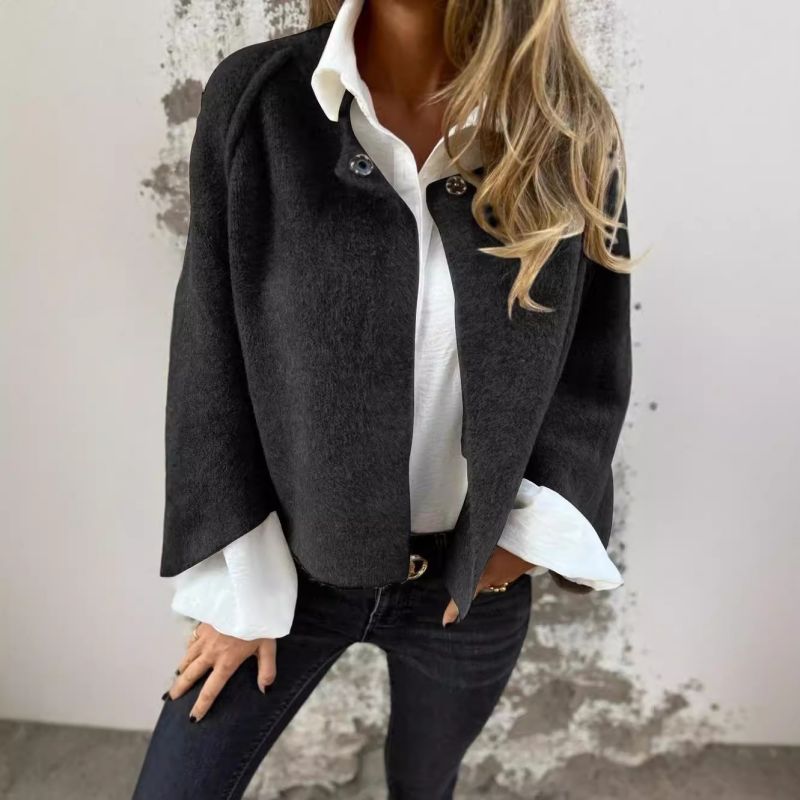 Levoire | Femme Courte Loose Fit Ouverte Avant Veste D'Automne Noir