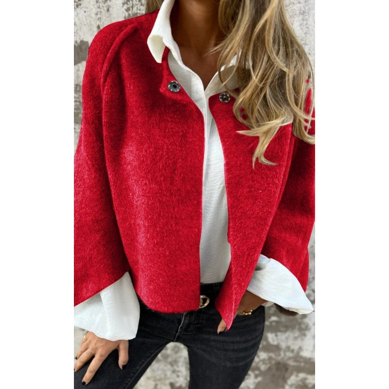 Levoire | Femme Courte Loose Fit Ouverte Avant Veste D'Automne Rot