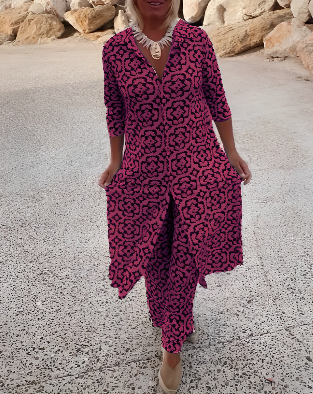 Levoire | Ensemble Élégant Géométrique Fuchsia