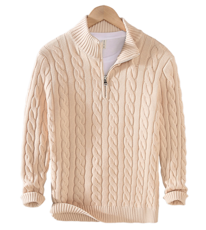 Levoire | Pull À Col Montant Avec Zip Beige