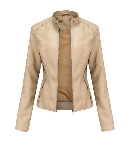 Levoire Veste en cuir pour femmes avec Mao Abricot