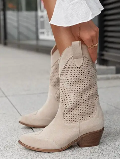 Levoire | Bottes Western En Daim Perforées Pour Femmes