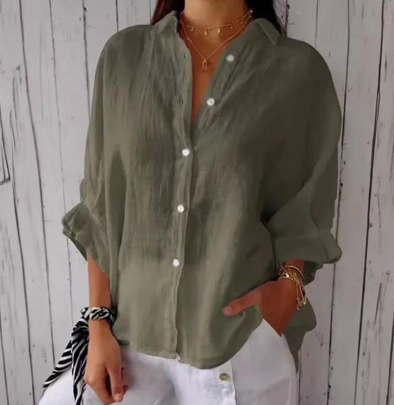 Levoire | Chemise En Lin Ajustée À Manches Longues Vert